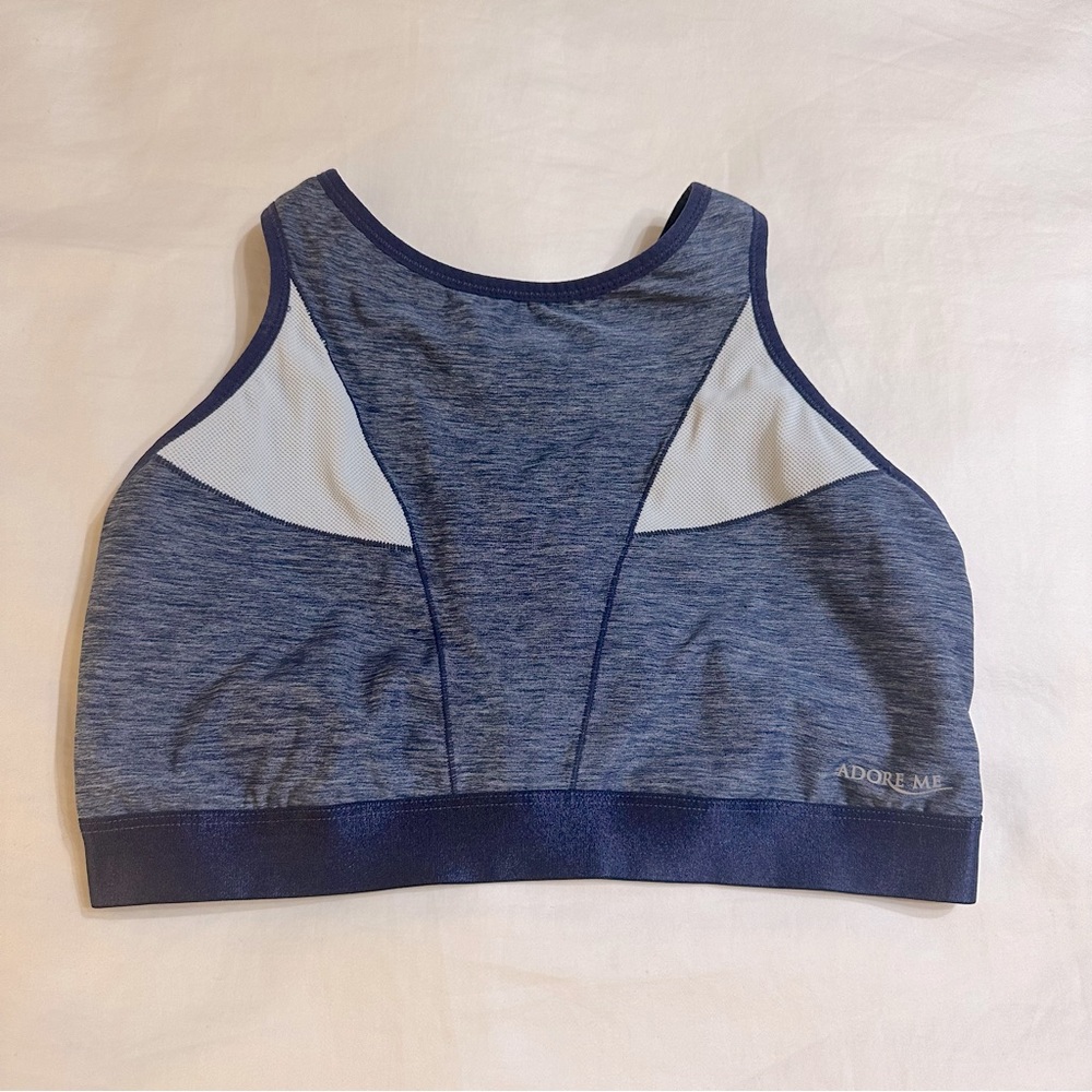 Adore Me Blue & Gray Sports Bra Large Activewear Athleisure Gym Workout Sport